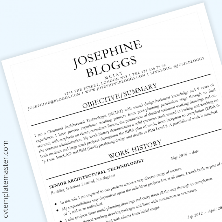 architecture cv template word free download