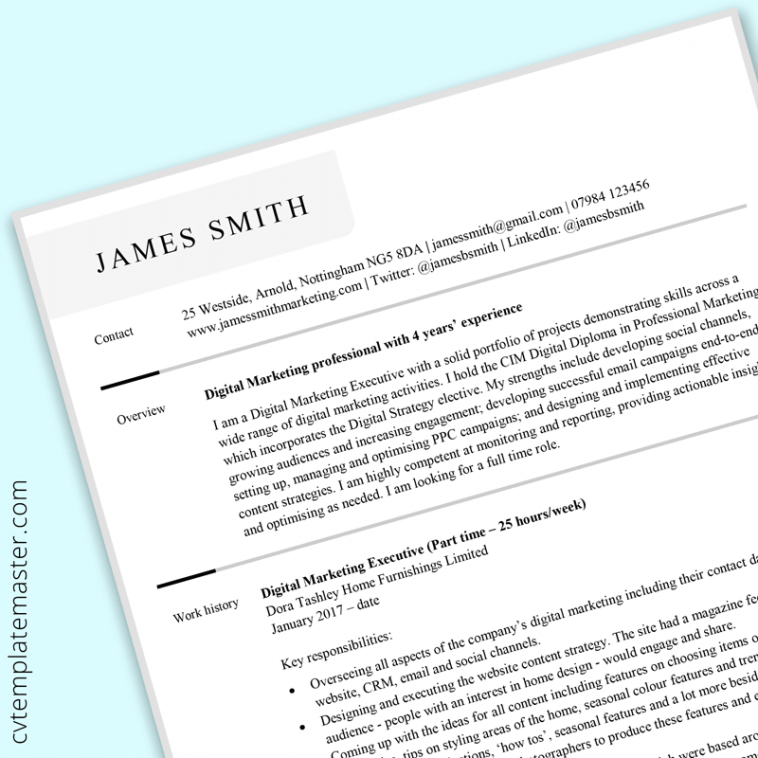 Marketing Cv Templates In Microsoft Word Format Free To Download