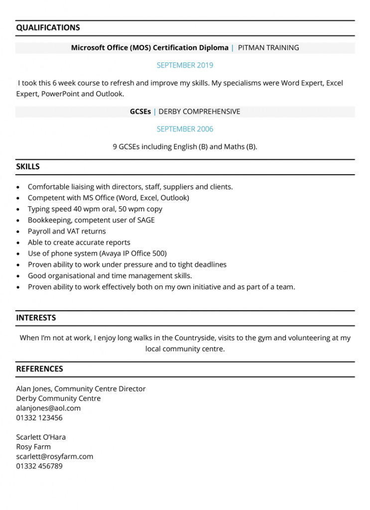 going back to work after baby resume