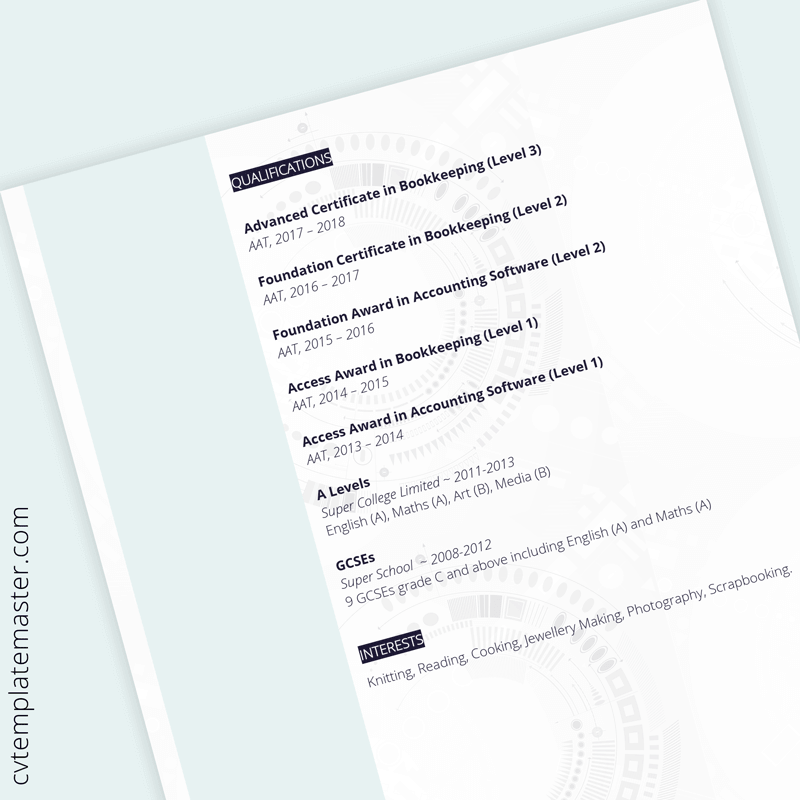 Admin assistant CV template - page 2