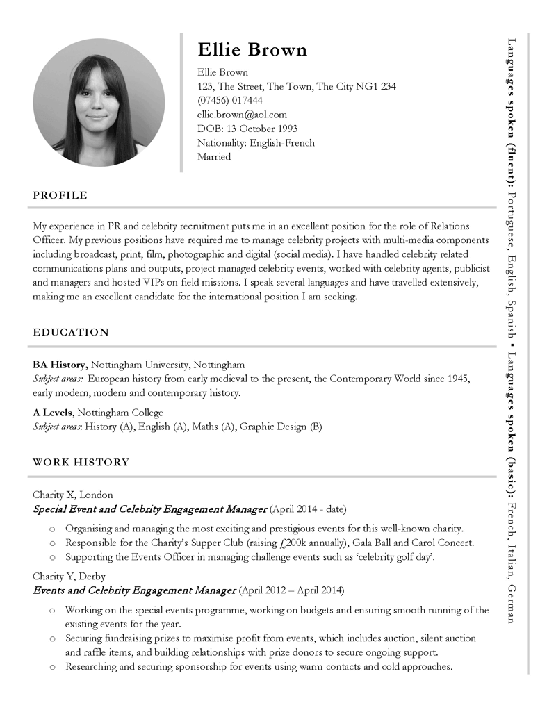 resume format for job abroad