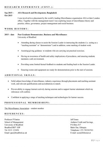 Academic CV template with example content with example content ...